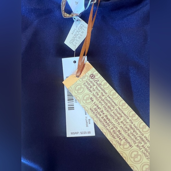 Bellissima Elegant Midnight Blue Halter Swimsuit Swarovski crystals Sz XL NWT - Picture 9 of 10